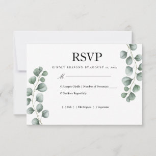 Grünes Eukalyptus-Hochzeits-RSVP RSVP Karte
