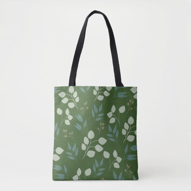 Grünes Eukalyptus-Muster Tasche (Vorderseite)