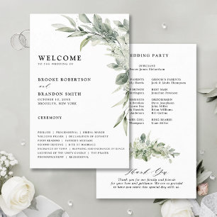 Grünes Eukalyptus-Programm für botanische Hochzeit