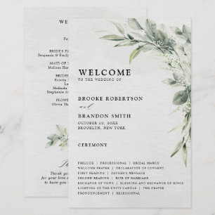 Grünes Eukalyptus-Programm für botanische Hochzeit