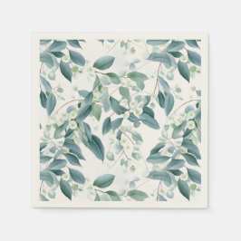 Grünes Eukalyptus-Weißpapier im Wasserfarbstil Serviette