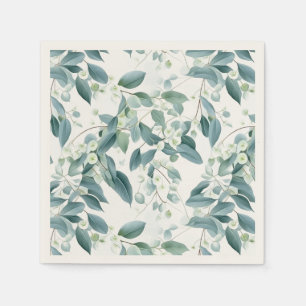 Grünes Eukalyptus-Weißpapier im Wasserfarbstil Serviette
