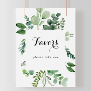 Grünes Eukalyptus-Zeichen für botanische Kalligraf Poster