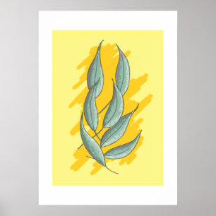 Grünes Eukalyptusblatt handgezeichnet. Poster