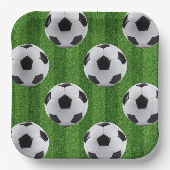 Grünes europäisches Fußballmuster Pappteller (Vorderseite)