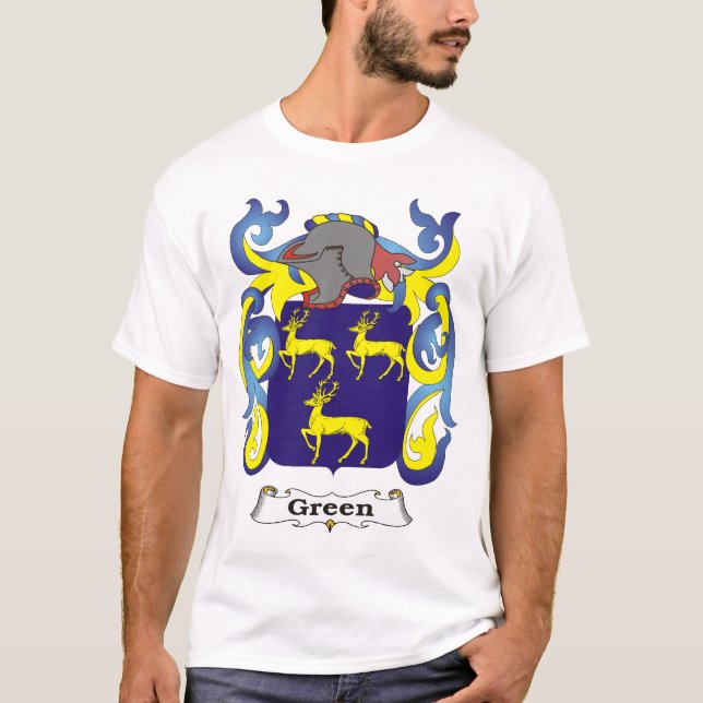Grünes Familien-Wappen T - Shirt (Vorderseite)