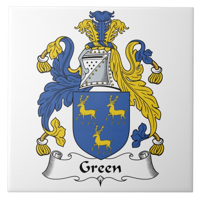 Grünes Familienwappen Fliese (Vorderseite)