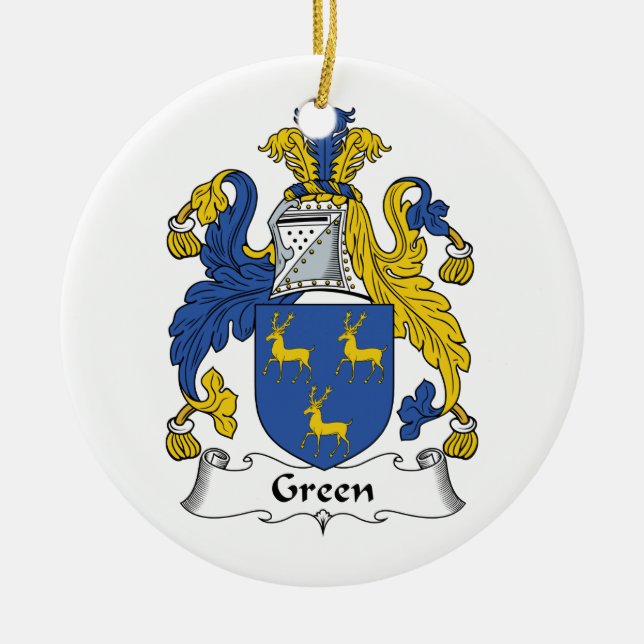 Grünes Familienwappen Keramikornament (Vorne)
