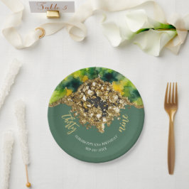 Grünes Faux Gold Pappteller