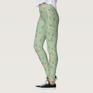 Grünes Feder-Muster SüdwestGeo-Schritt-  Leggings