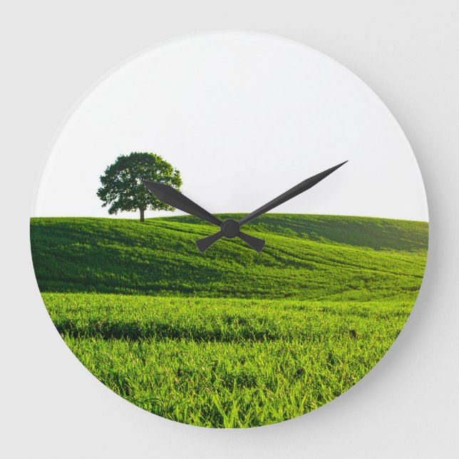 grünes Feld Große Wanduhr (Vorderseite)