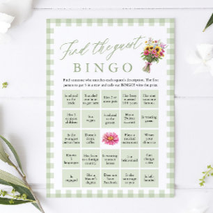 Grünes Finde den Gast Bingo Brautdusche-Spiel Einladung