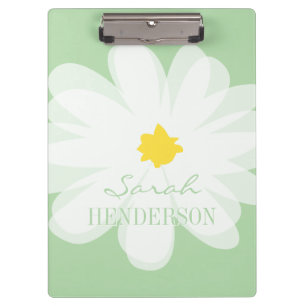 Grünes florales Gänseblümchen-Blumen personalisier Klemmbrett