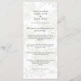 Grünes florales Hochzeitsprogramm Programm