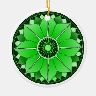 Grünes florales Lotus New Age spirituelles Mandala Keramik Ornament