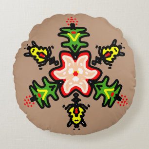Grünes florales Mandala Rundes Kissen
