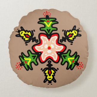 Grünes florales Mandala Rundes Kissen