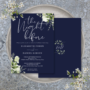 Grünes Florales Navy Blau Probeessen Einladung
