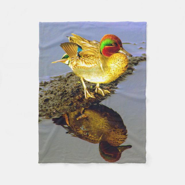 Grünes Flügeldraht Aquamarin Duck Kleines Fleece B (Vorderseite)