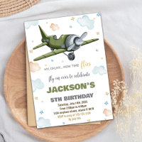Grünes Flugzeug - Einladungen zum Geburtstag