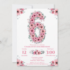 Grünes Foliage Girl Pink Blume Einladung
