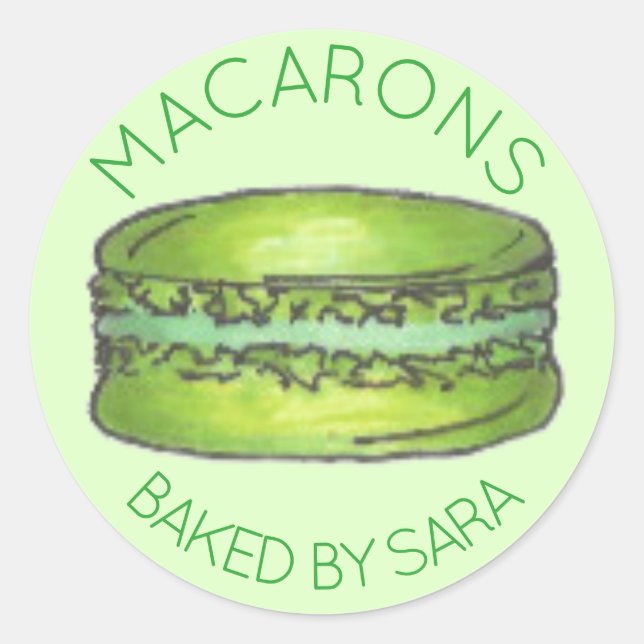 Grünes französisches Macaron-Keks, von hausgemacht Runder Aufkleber (Vorderseite)