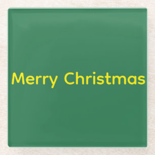 Grünes Frohe Weihnachten Glasuntersetzer