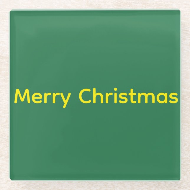 Grünes Frohe Weihnachten Glasuntersetzer (Vorderseite)