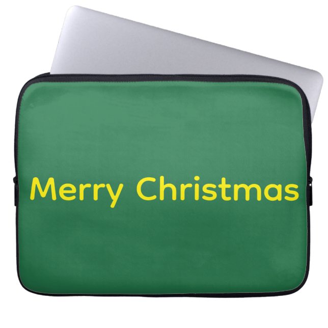 Grünes Frohe Weihnachten Laptopschutzhülle (Vorderseite)