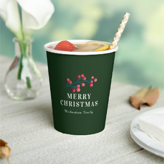 Grünes Frohe Weihnachten Personalisierte Familie Pappbecher