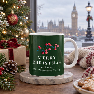 Grünes Frohes Weihnachten Personalisierte Familie Kaffeetasse