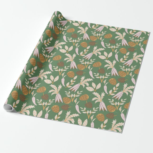 Grünes Frühjahrsmuster Geschenkpapier (Ungerollt)