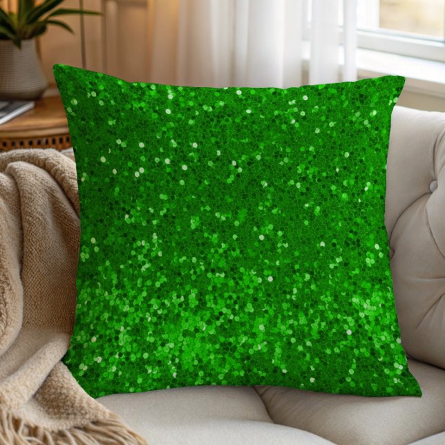 Grünes funkelndes Glittermuster Kissen (Von Creator hochgeladen)