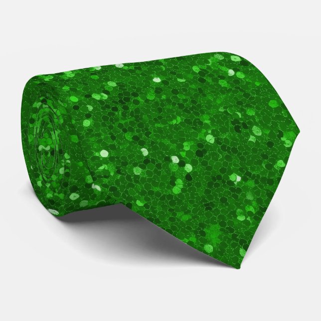 Grünes funkelndes Glittermuster Krawatte (Gerollt)