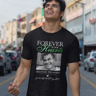 Grünes Für Immer In Unseren Herzen Gedenkfoto T-Shirt