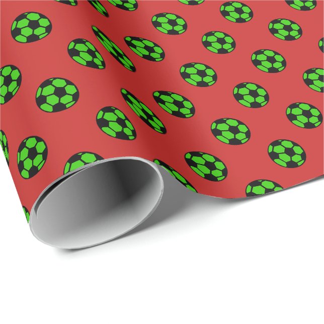 Grünes Fußballmuster Geschenkpapier (Rolleneckpunkt)