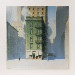 Grünes Gebäude in New York im Winter