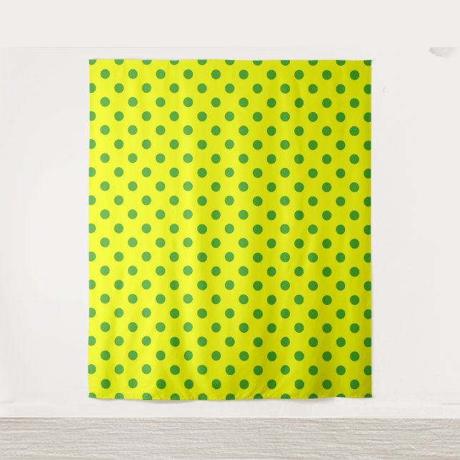 Grünes Gelb Punkte Muster Design  Wandteppich (Vorderseite)