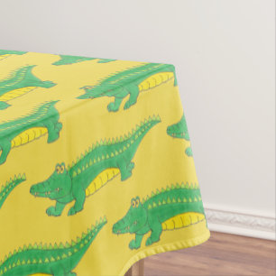Grünes Gelbes Gator Alligator Croc Krokodil Tier Tischdecke