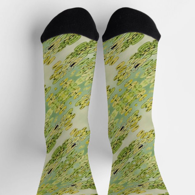 Grünes Gelbes Lippenbecken Wasser Socken (Oben)