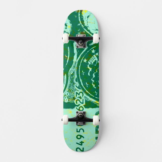 Grünes Geld Skateboard (Vorderseite)