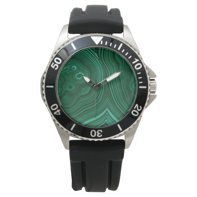 Grünes Gemein-Malachit-Naturstein-Design Armbanduhr (Vorderseite)