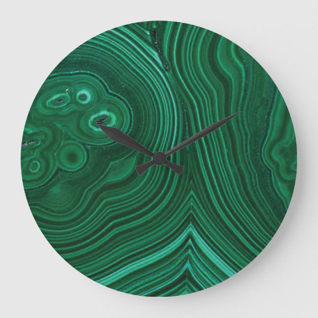 Grünes Gemein-Malachit-Naturstein-Design Große Wanduhr (Vorderseite)