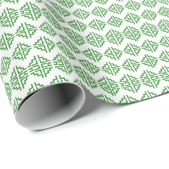 Grünes Gemustertes Hmong-Umschlagpapier Geschenkpapier (Rolleneckpunkt)