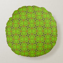 Grünes geometrisches Blumenmuster Rundes Kissen