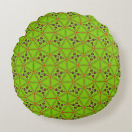 Grünes geometrisches Blumenmuster Rundes Kissen