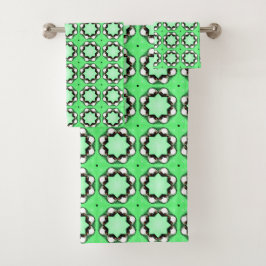 Grünes geometrisches Mandala-Muster Badhandtuch Set