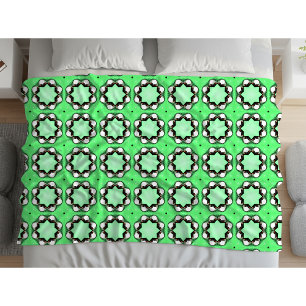 Grünes geometrisches Mandala-Muster Fleecedecke