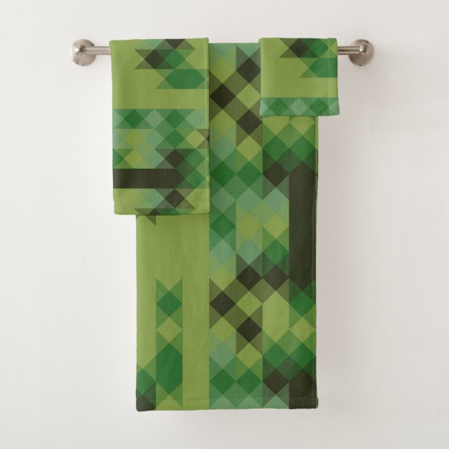 grünes geometrisches Muster Badhandtuch Set (Insitu)