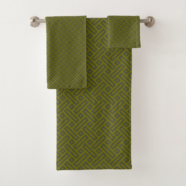 grünes geometrisches Muster Badhandtuch Set (Insitu)